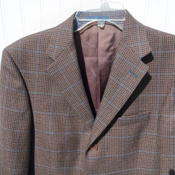 DANIEL CREMIEUX Blazer Mens 38S Brown Sport Coat Jacket Classic Houndstooth Vtg - Picture 5 of 15